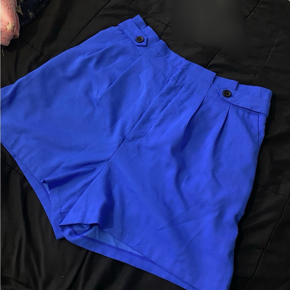 Blue High-Waisted Shorts